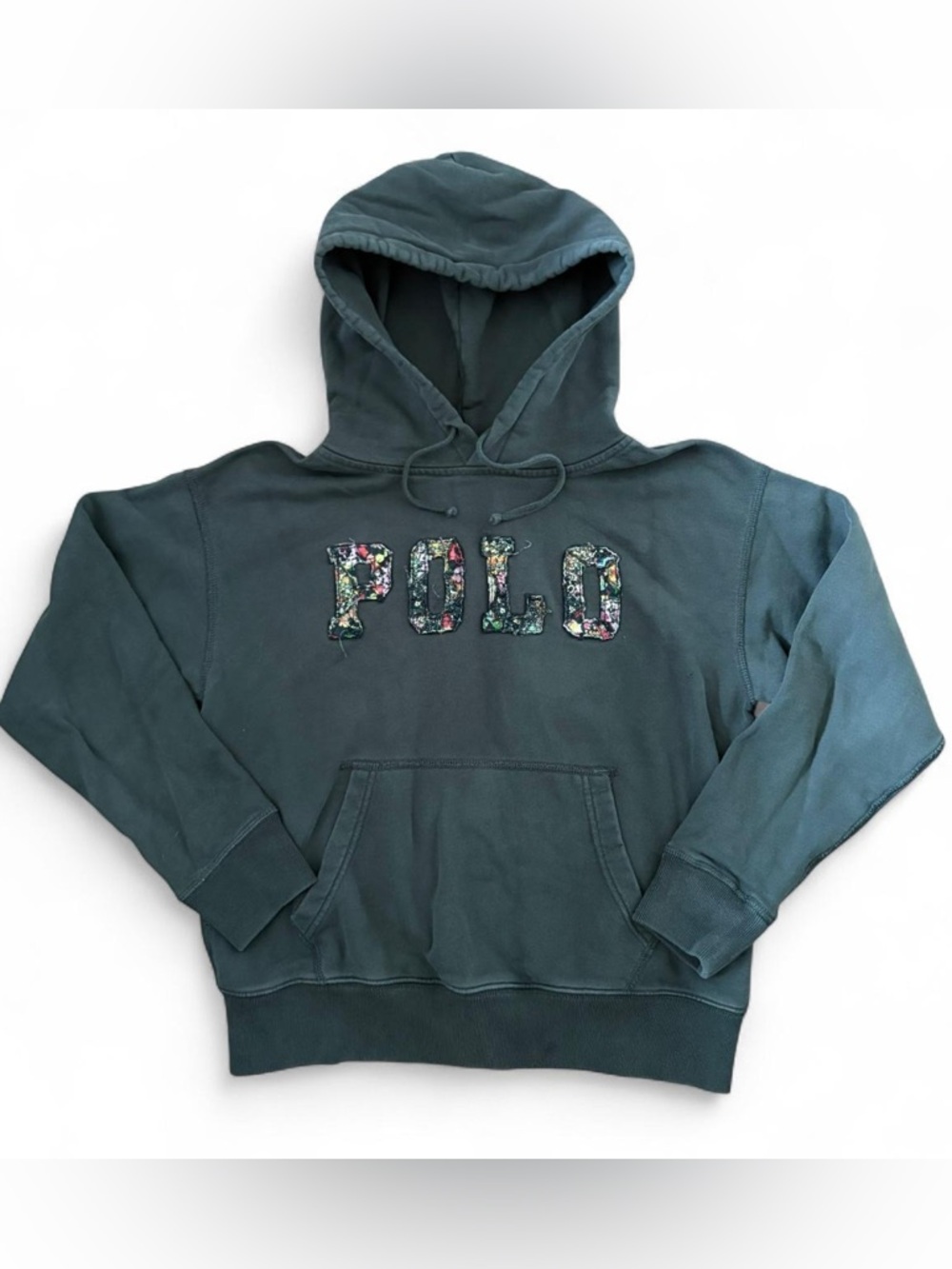 Polo Ralph Lauren Hoodie Sweatshirt Floral Spell Out Women’s Size M Embroidered